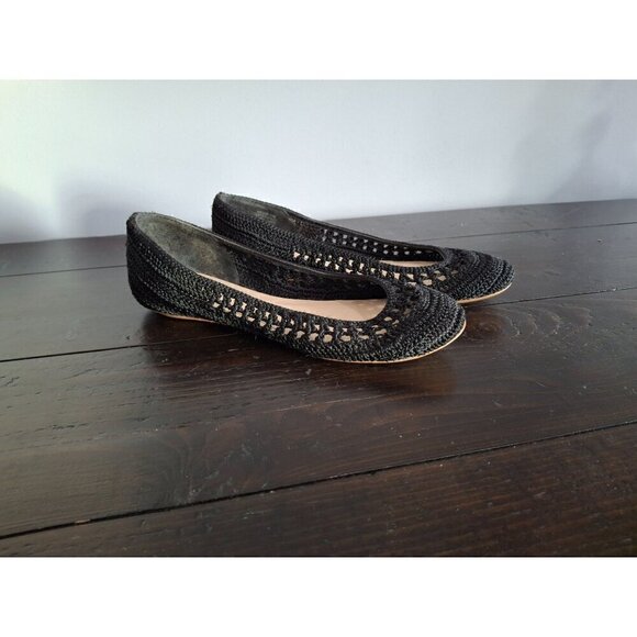 Nine West Darlene Black Slip-On Crochet Ballet Flat/Pre-owned, Sz. 5.5M - Picture 3 of 10